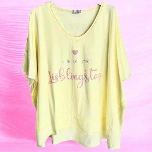 T-Shirt "LIEBLINGSTAG", zitronengelb