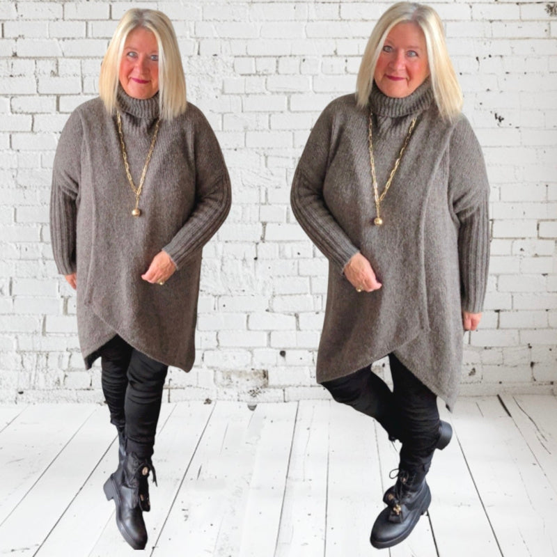 Long Pullover | Strickkleid "KNIT" mit Rollkragen