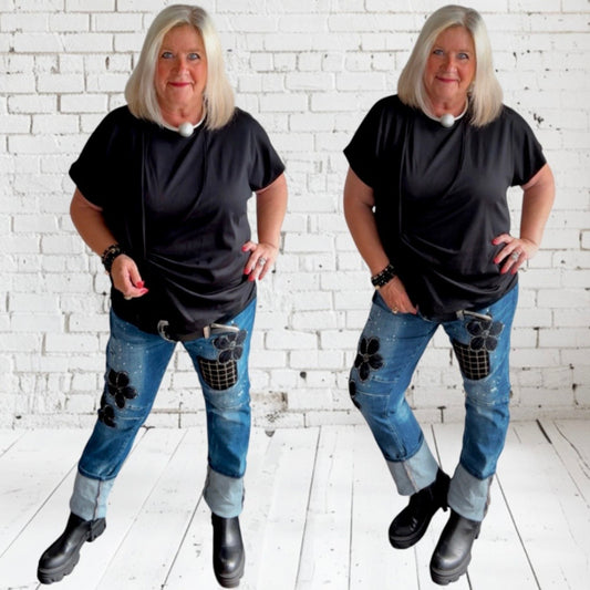 SEXY WOMAN Jeans "BLACK BLOSSOM"