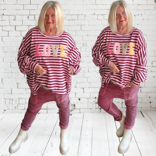 Baggy Hose "BUTTONS" in Velour-Optik