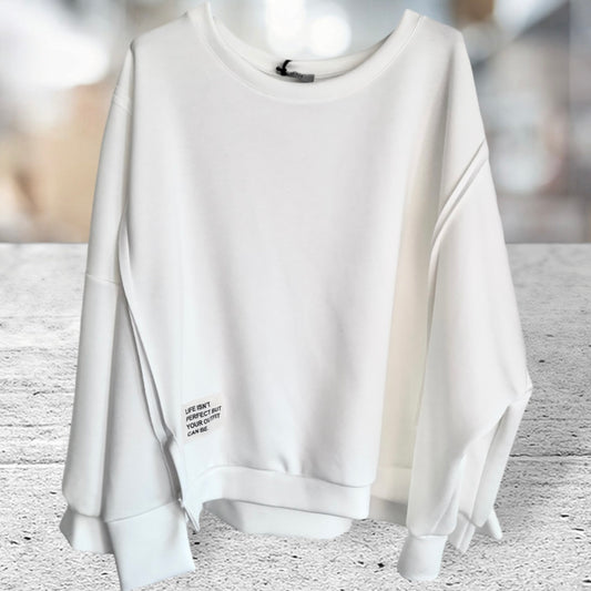 Viskose Sweatshirt "PERFECT", weiß