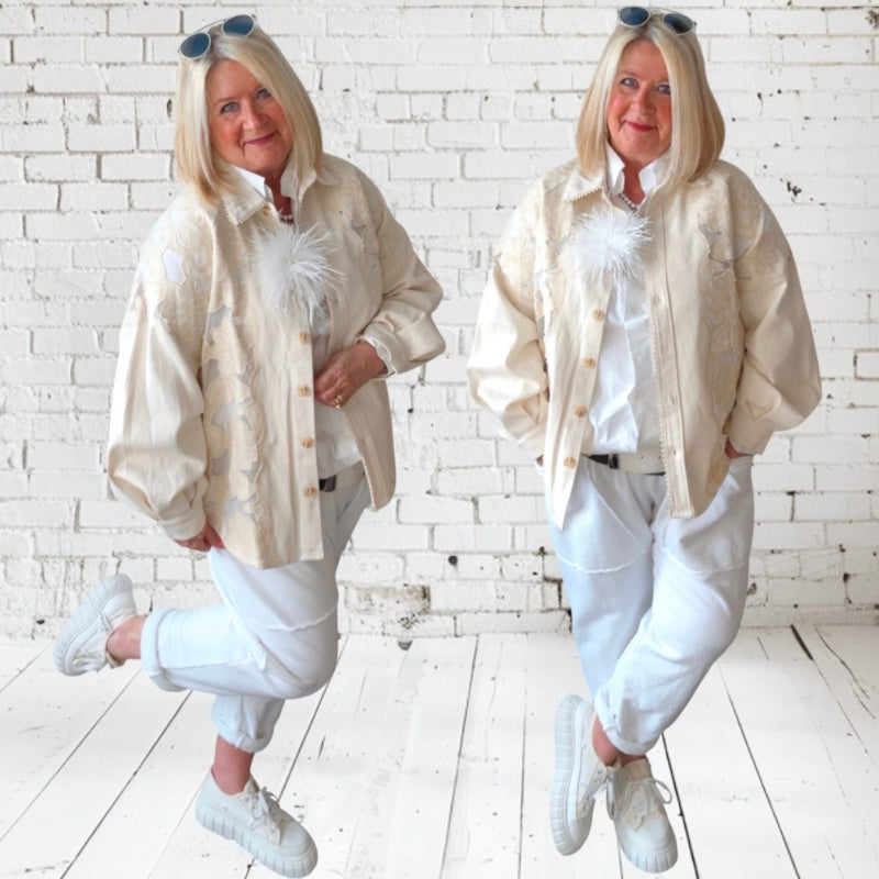 Jeansjacke "SABBIA BLOSSOM", sand