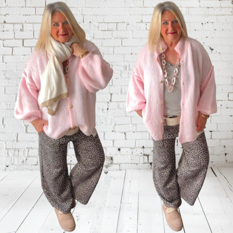 Strickjacke "COZY" mit Goldknöpfen, rosa