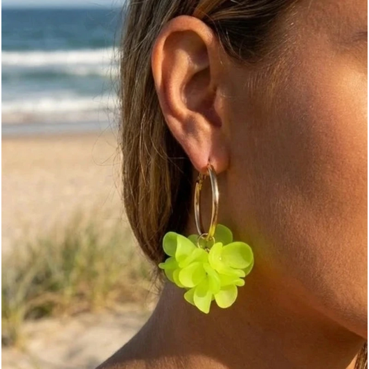 Creolen "BLOSSOM", neongrün