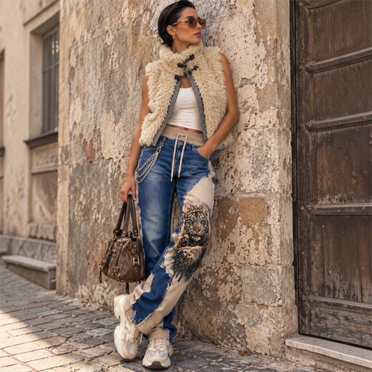 ROSE Jeans "TIGER KING" mit Strass und Ketten (wieder lieferbar ab ca. 20.10.26)