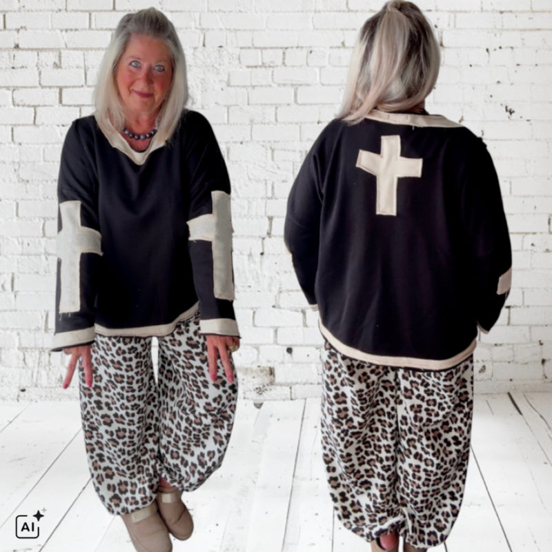 Sweater "GLITTER CROSS", schwarz