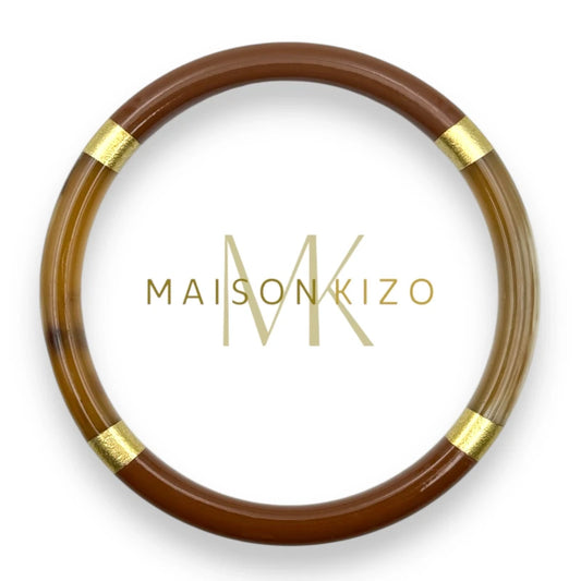 Maison KIZO - Armreif Büffelhorn, schoko/gold
