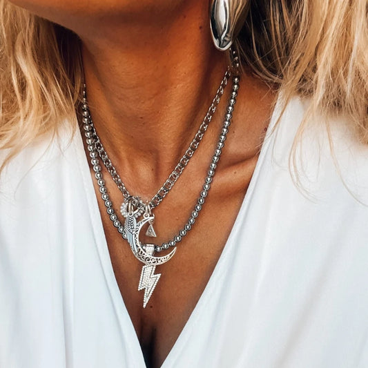 Hämatit-Perlenkette "LIGHTNING & THUNDER"