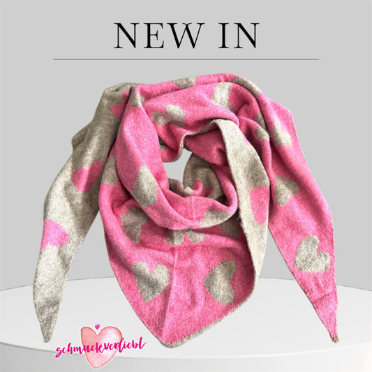 Dreiecks Schal "LOVELY HEART", pink/beige