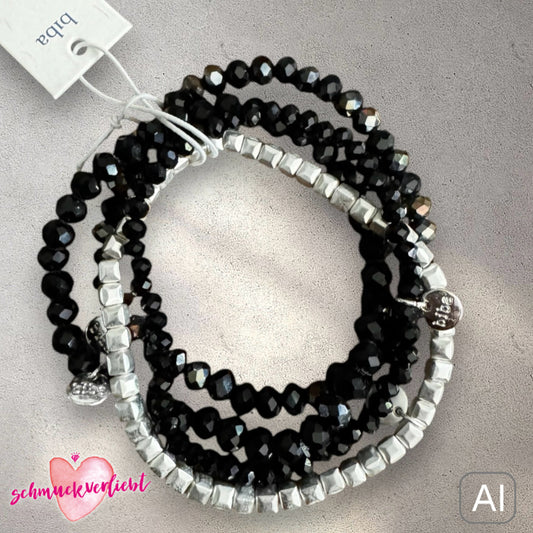 BIBA Crystal-Armband-Set, schwarz/silber