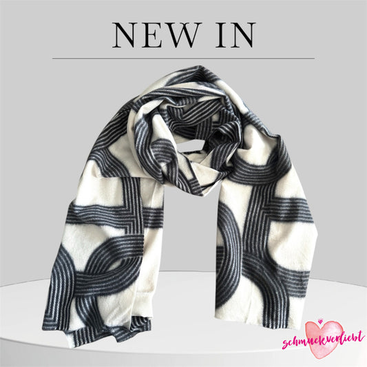 Schal "GEOMETRY", ecru/schwarz
