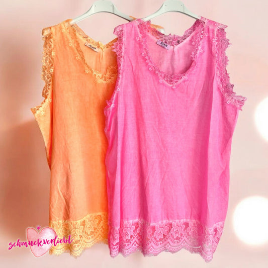 Baumwoll Top "NEON" mit Spitze