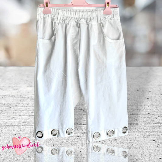 Bermuda Shorts "EYELETS" mit Ösen, weiß