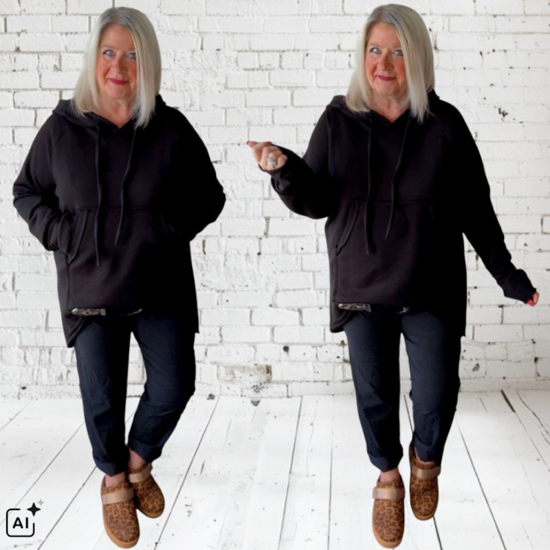 Long Hoodie "ORDINARY", schwarz