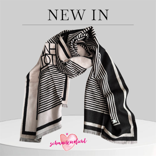 Schal "ART DECO", beige/schwarz