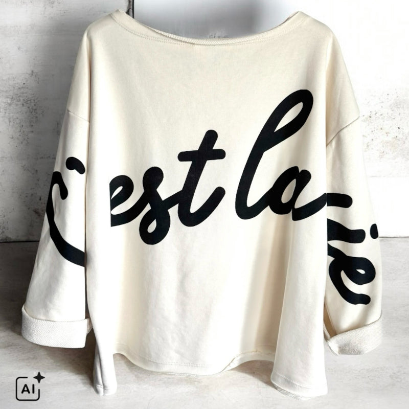 Sweater "C'EST LA VIE", vanille