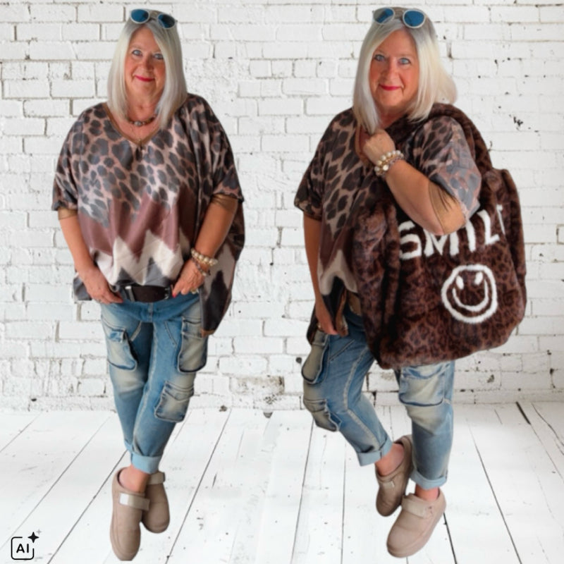 Viskose Shirt "SOULFULL", schoko-multi