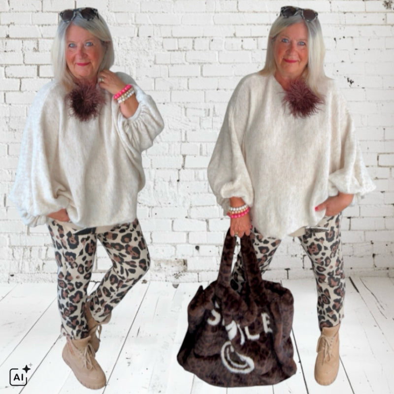 ZETA OTTO Pullover "BATWING", ecru