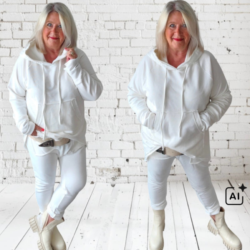 Long Hoodie "ORDINARY", offwhite