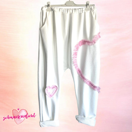 Baggy Hose "TULLE HEART", weiß