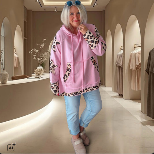 Hoodie "STAR PATCH LEO", rosa