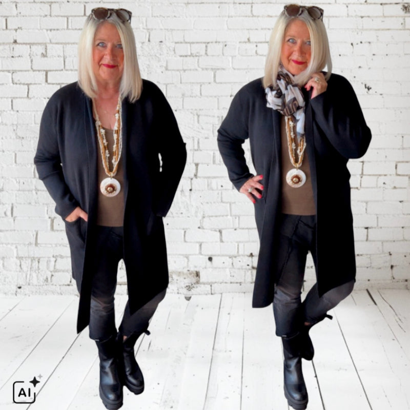 Strickjacke | Cardigan "COZY GLAM", schwarz