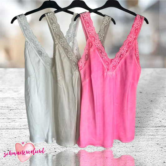 Viskose Top "LUNA" mit Spitze