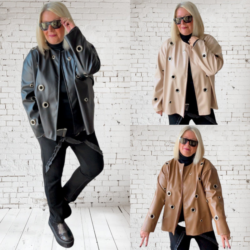 Kunstlederjacke "EYELETS" mit Ösen