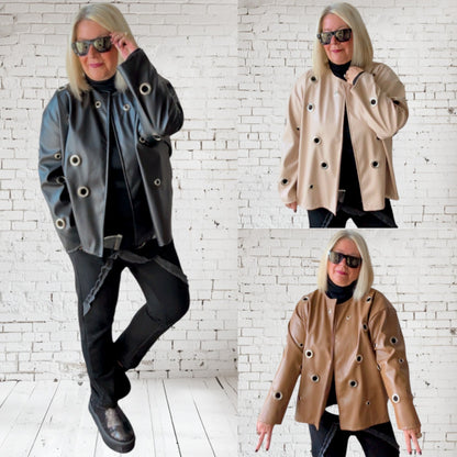 Kunstlederjacke "EYELETS" mit Ösen