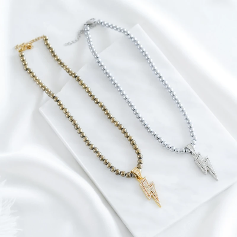 Hämatit-Perlenkette "LIGHTNING & THUNDER"