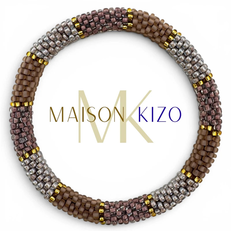 Maison KIZO - nepalesisches Roll-on Armband, taupe/braun/gold