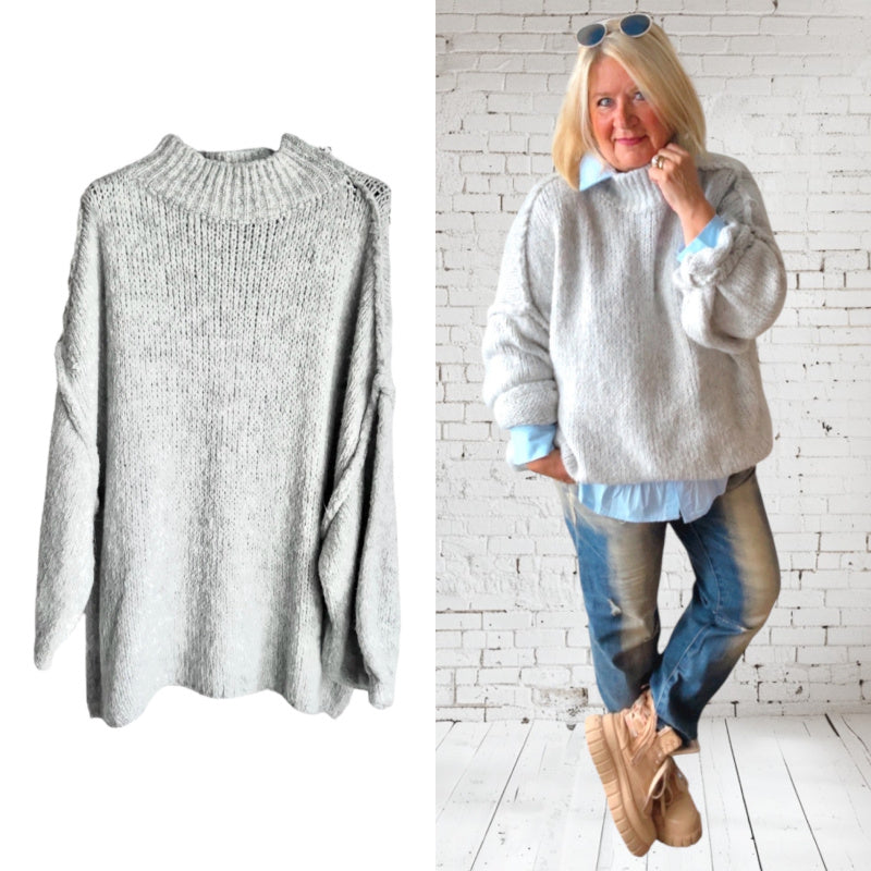 Strickpullover "COZY", hellgrau