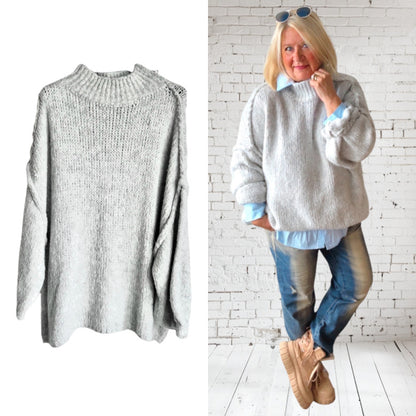 Strickpullover "COZY", hellgrau