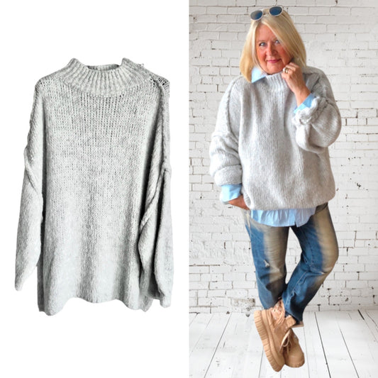 Strickpullover "COZY", hellgrau