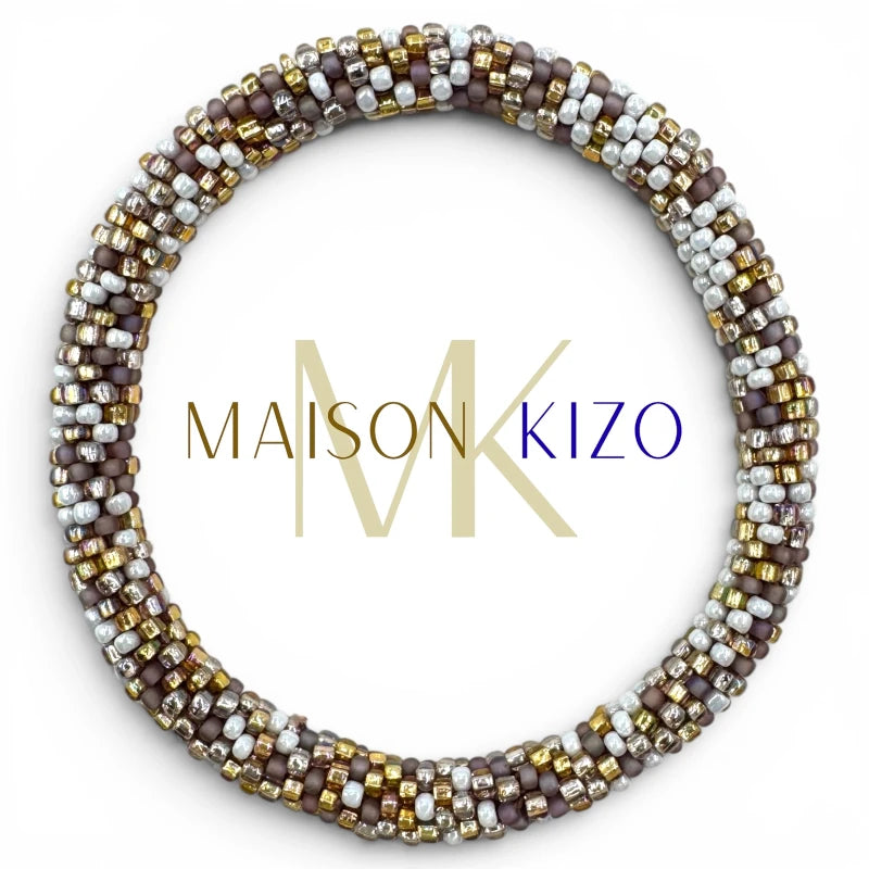 Maison KIZO - nepalesisches Roll-on Armband, taupe/weiß