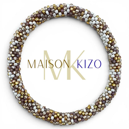 Maison KIZO - nepalesisches Roll-on Armband, taupe/weiß