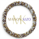 Maison KIZO - nepalesisches Roll-on Armband, taupe/weiß