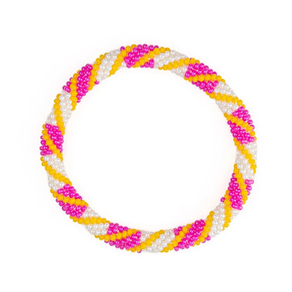 Maison IZEL - Nepalesisches Roll-on Armband, pink/weiß/gelb