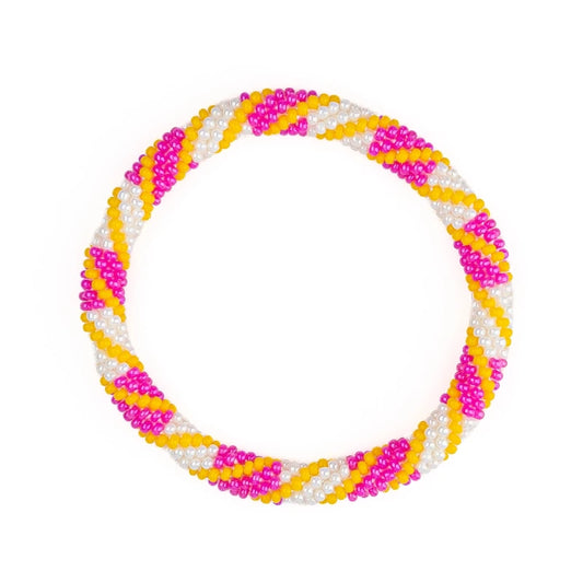 Maison IZEL - Nepalesisches Roll-on Armband, pink/weiß/gelb