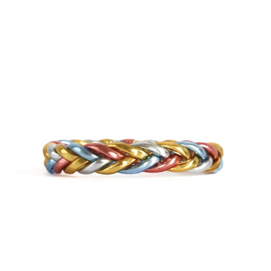 Maison IZEL - Geflochtenes buddhistisches Armband, Gold Multi • Gletscherblau