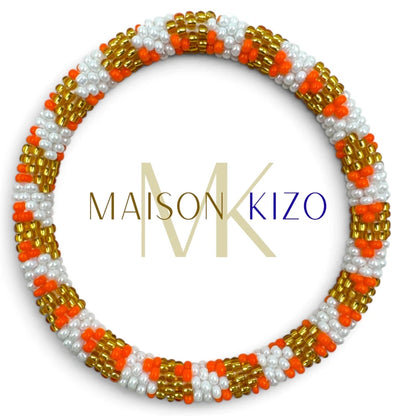 Maison KIZO - nepalesisches Roll-on Armband, orange/weiß/gold
