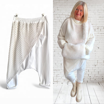 Baggy Hose "IN STYLE" mit Netz-Design, offwhite