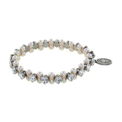 KONPLOTT® - PEARL SHADOW Armband elastisch, weiß