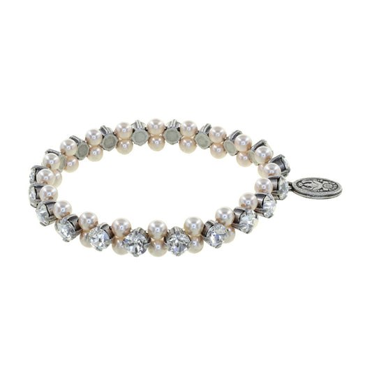 KONPLOTT® - PEARL SHADOW Armband elastisch, weiß