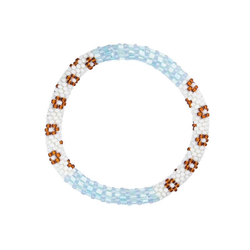 Maison IZEL - Nepalesisches Roll-on Armband, hellblau/weiß/bronze