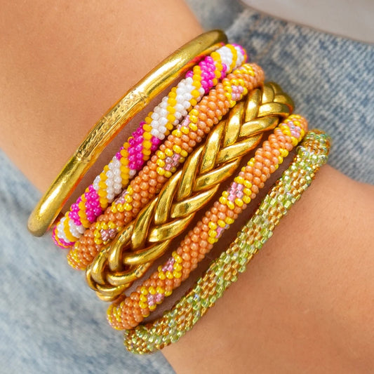 Maison IZEL - Nepalesisches Roll-on Armband, rosa/pink/gold