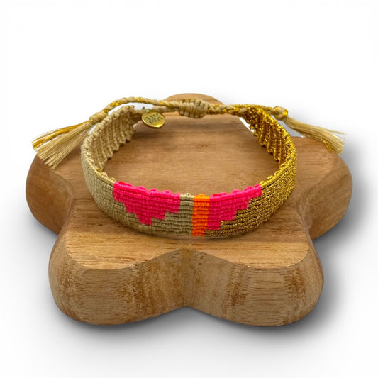 Maison KIZO - handgewebtes KIZEL® Armband, beige/gold/pink/orange