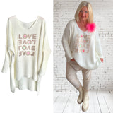 oversized Pullover "LOVE", off-white