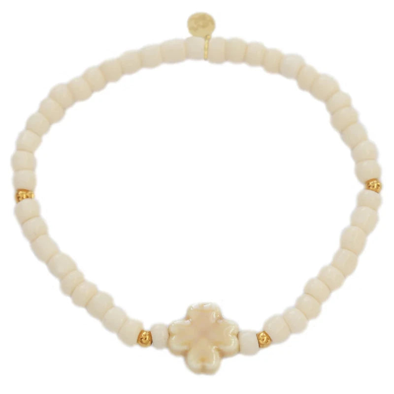 Armband Kleeblatt Stein Creme 1