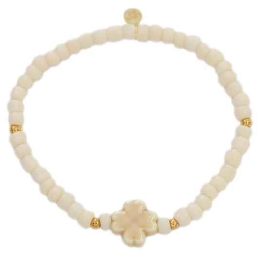 Armband Kleeblatt Stein Creme 1